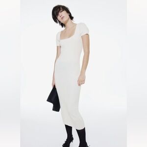 Cream Rib Knit Mini Dress